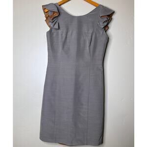 Hunter Dixon Grey Sleeveless Dress with Ruffle Shoulder Accent 8